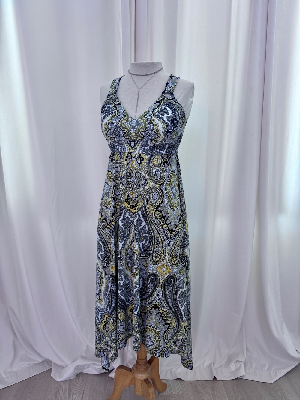 INC International Concepts Paisley V-Neck Maxi Dress in Blue and Yellow